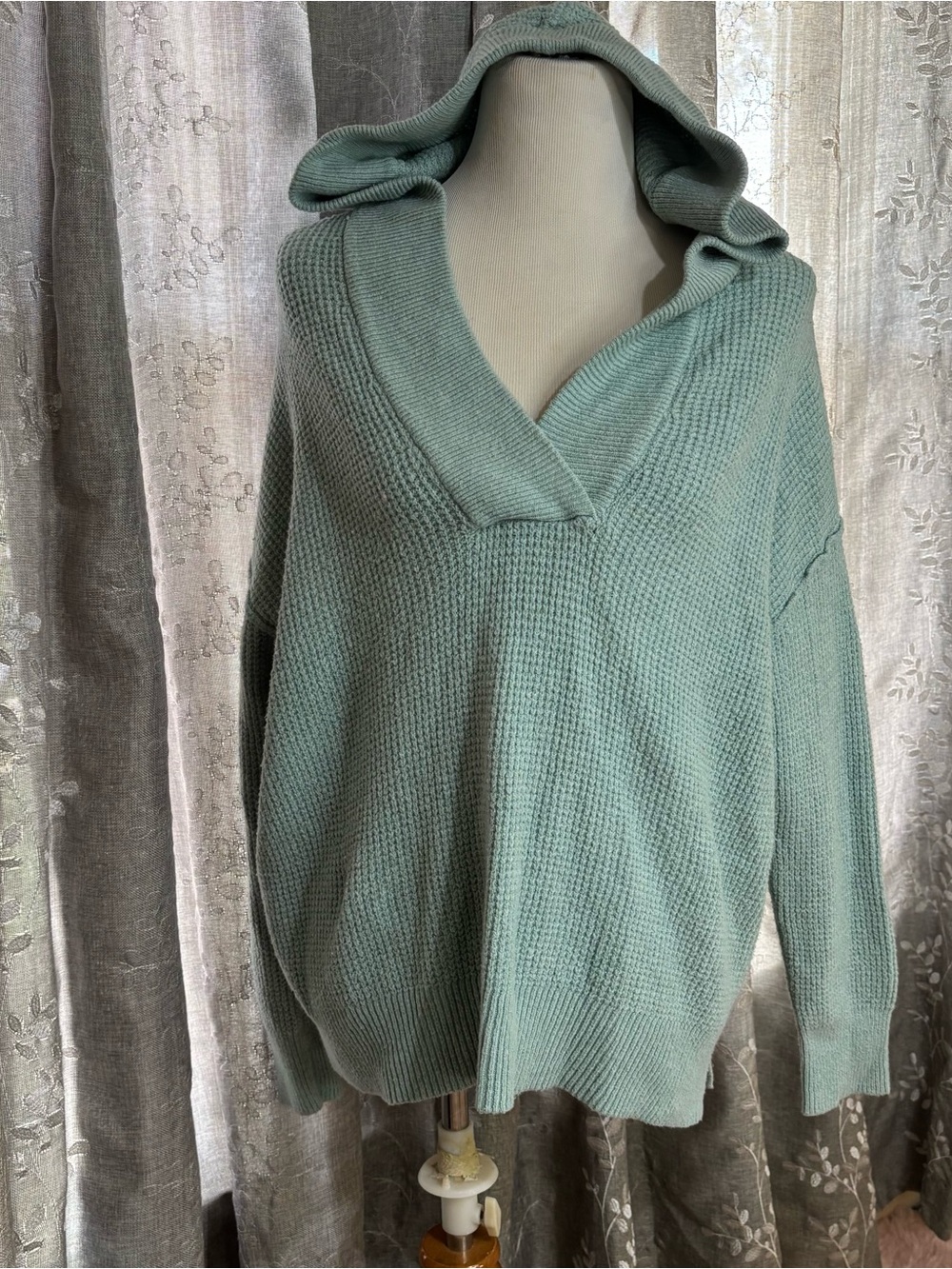 aerie Waffle-Knit Hooded Pullover